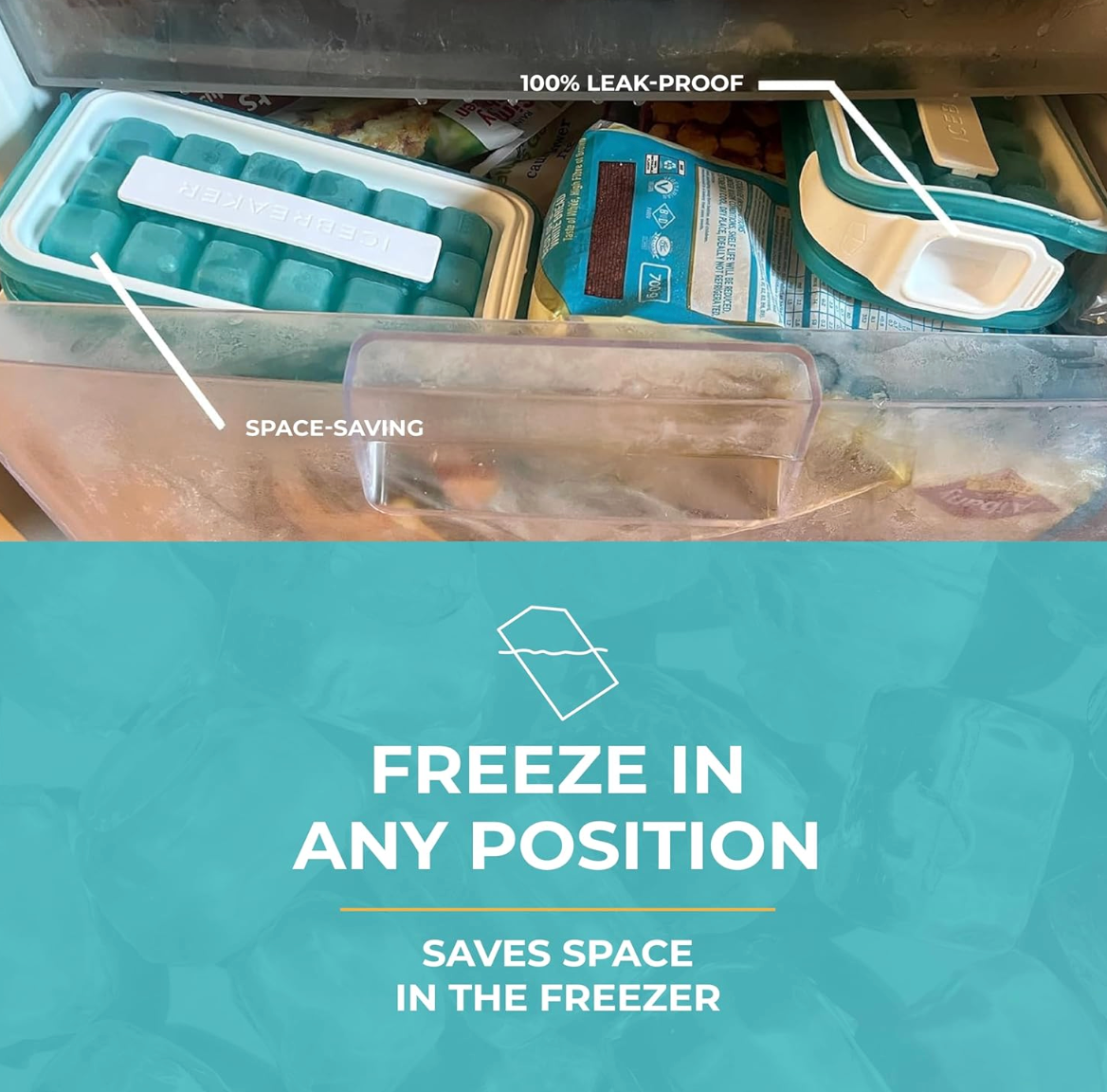 36-Grid Folding Ice Cube Tray with Storage Box