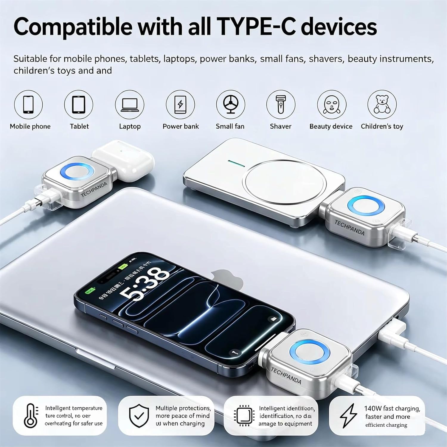 AI Smart USB-C Fast Charger with Auto-Disconnect