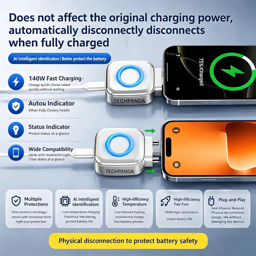 AI Smart USB-C Fast Charger with Auto-Disconnect