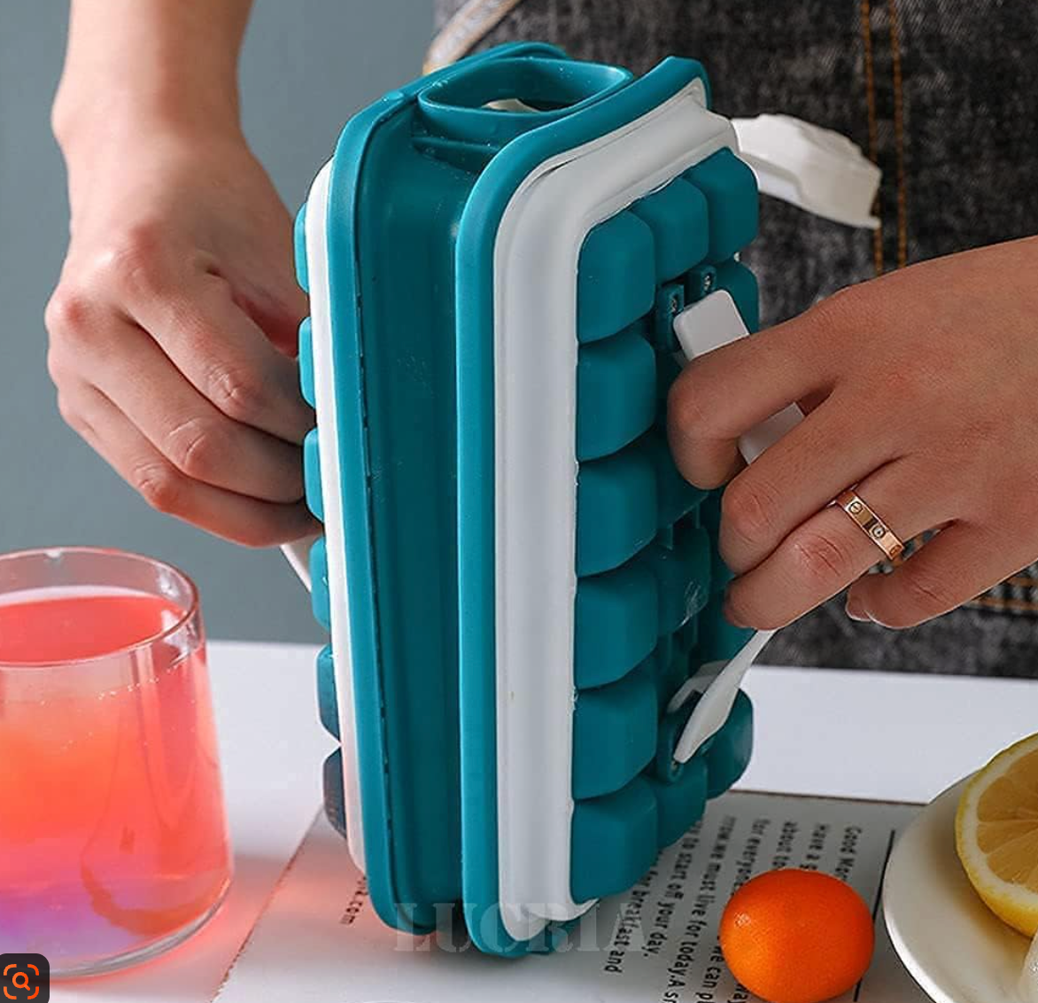 36-Grid Folding Ice Cube Tray with Storage Box