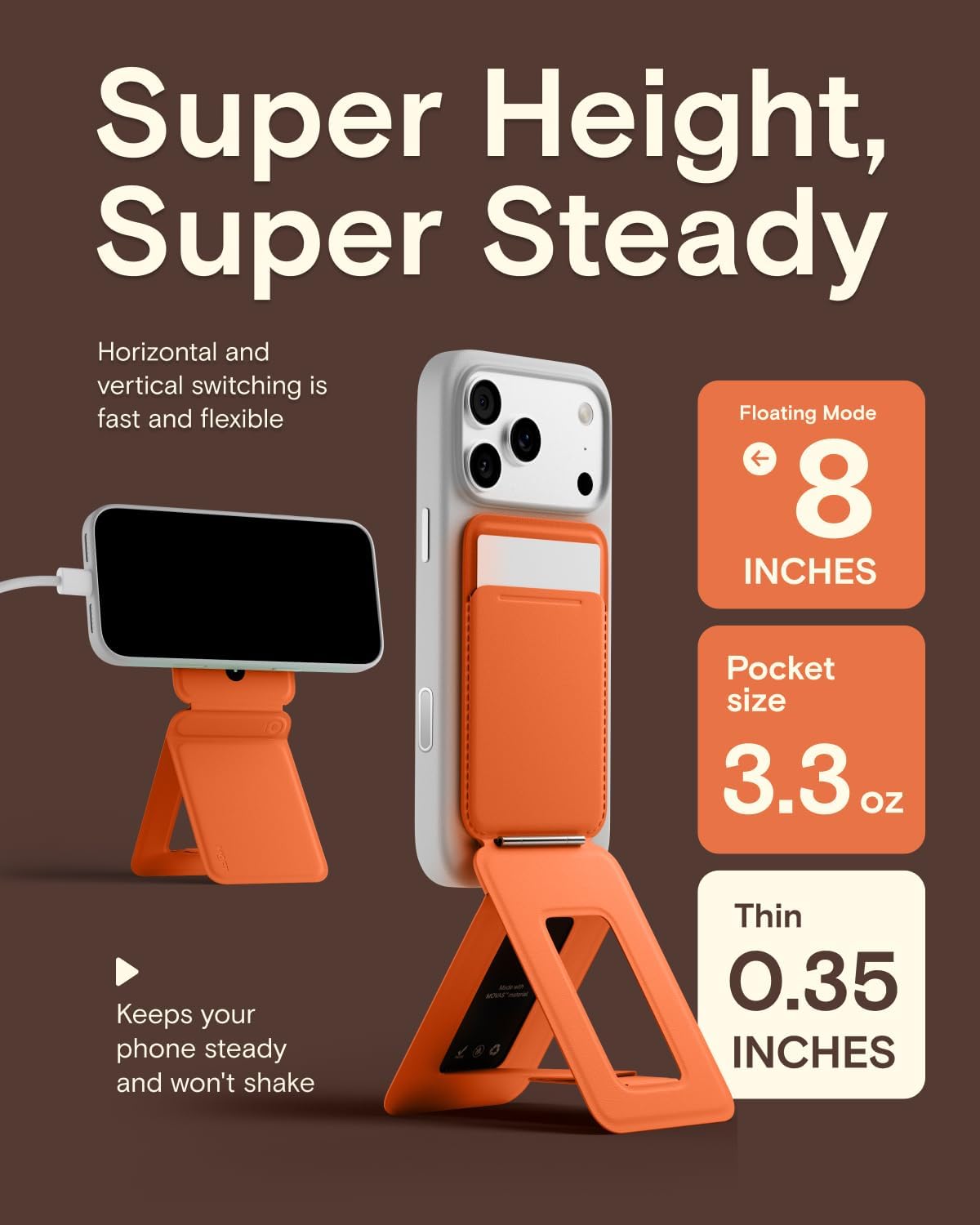 Flexible Leather Magnetic Wallet Tripod Stand