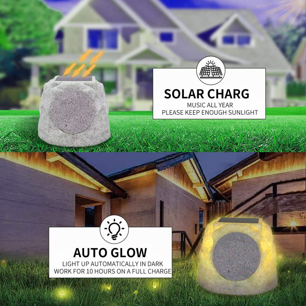 Wireless Solar Powered RGB Rock Speaker