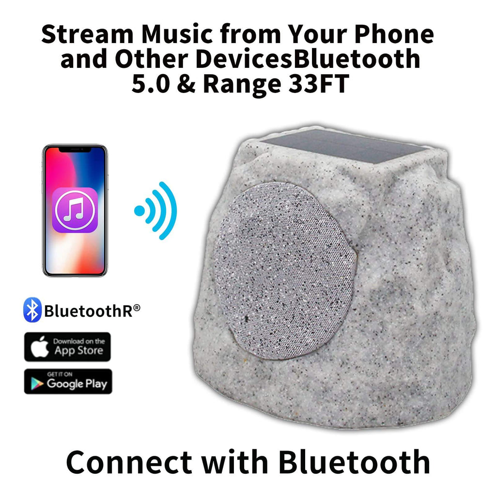 Wireless Solar Powered RGB Rock Speaker