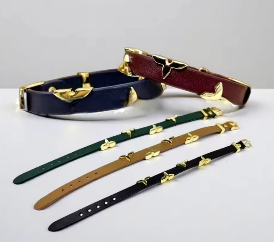 Butterfly Charm Leather Bracelet (LV-Inspired Designer Style)