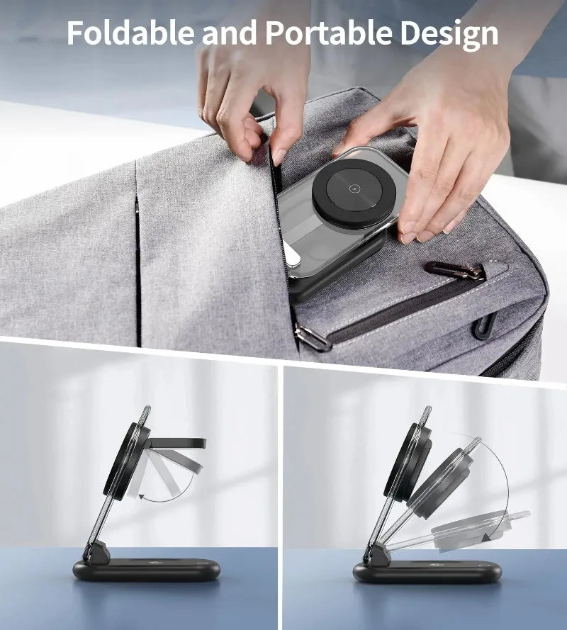 3 In 1 Transparent & Foldable Magnetic Wireless Phone Charger