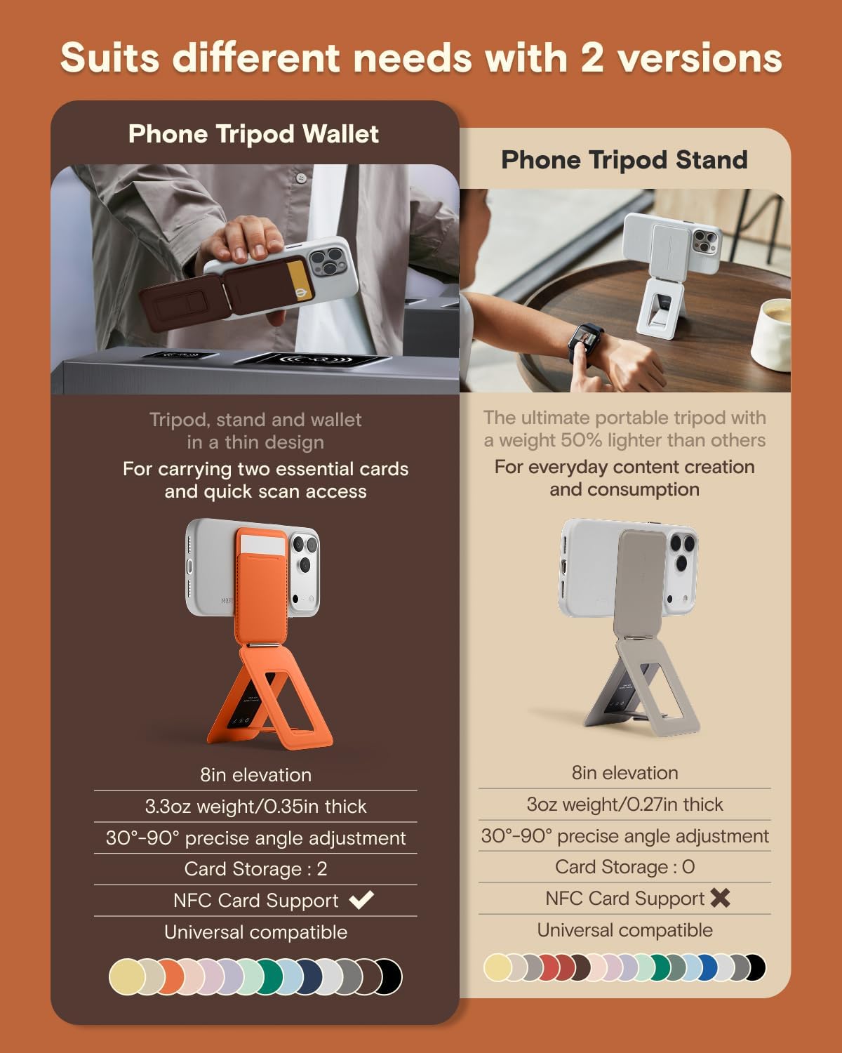 Flexible Leather Magnetic Wallet Tripod Stand