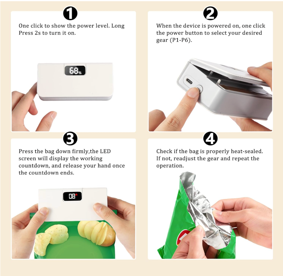 Magnetic Portable Wireless USB Food Sealer