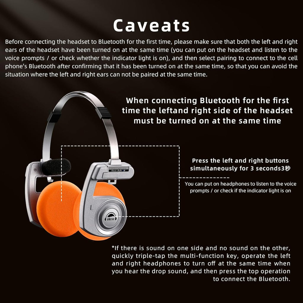 Retro Style BT Wireless Over-Ear Headsets