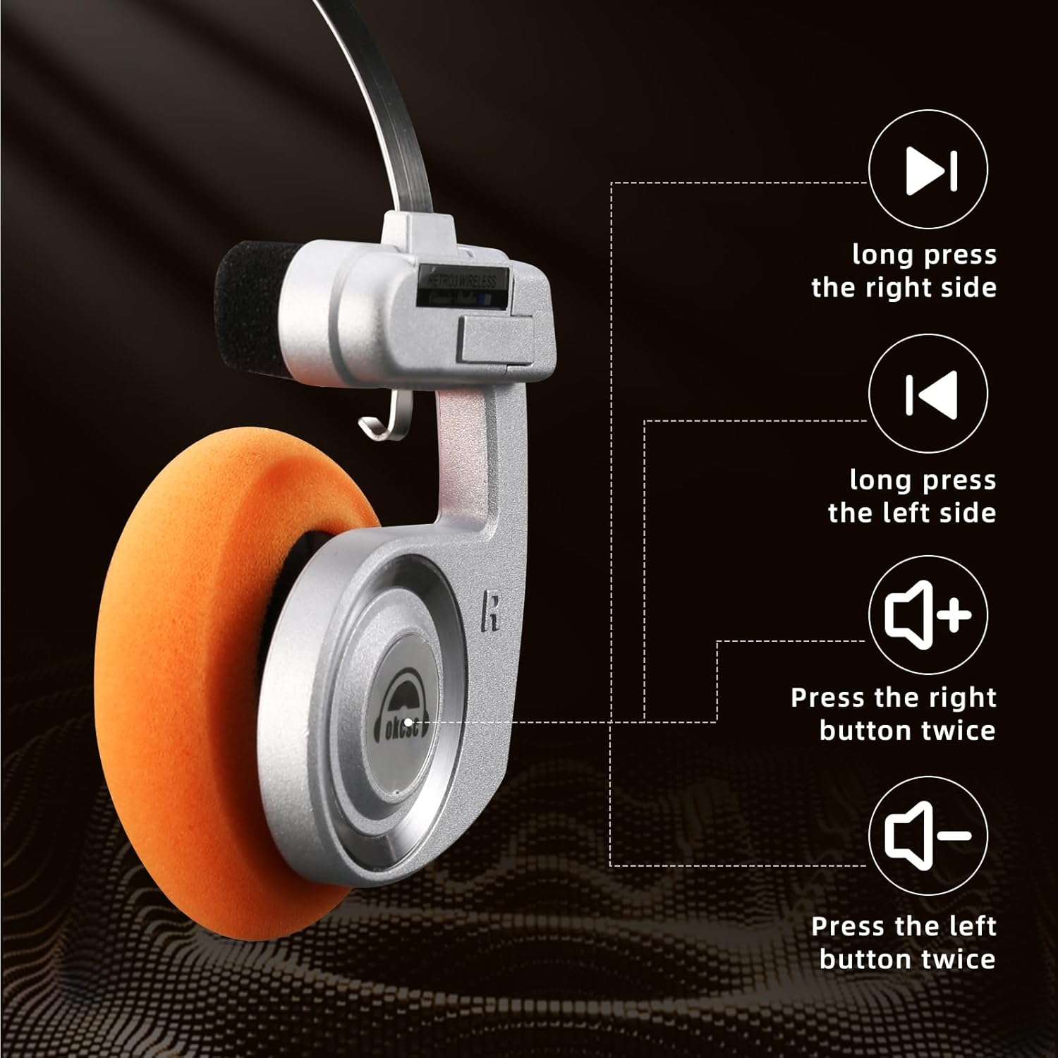 Retro Style BT Wireless Over-Ear Headsets