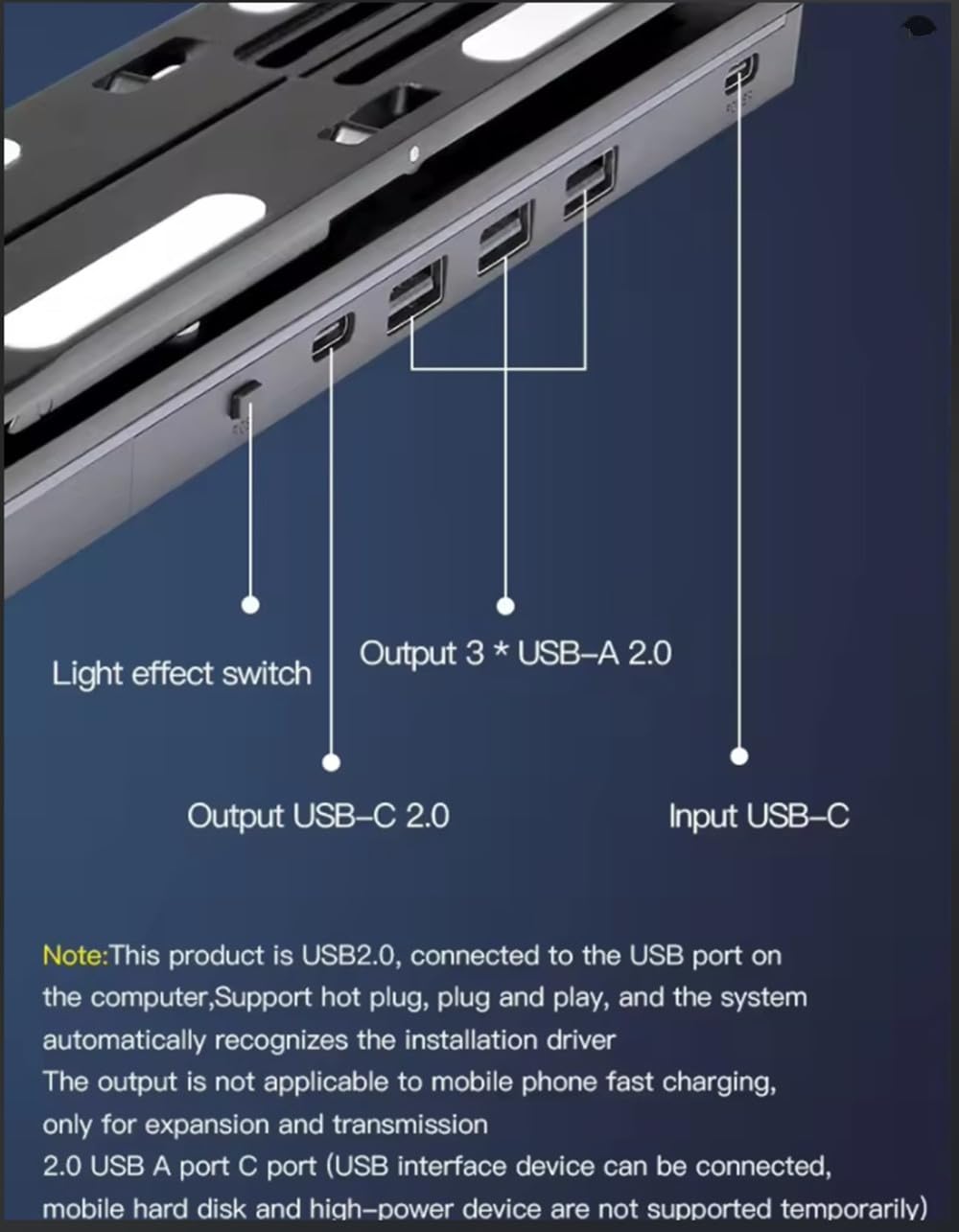 LED Laptop stand With USB-C Docking Station