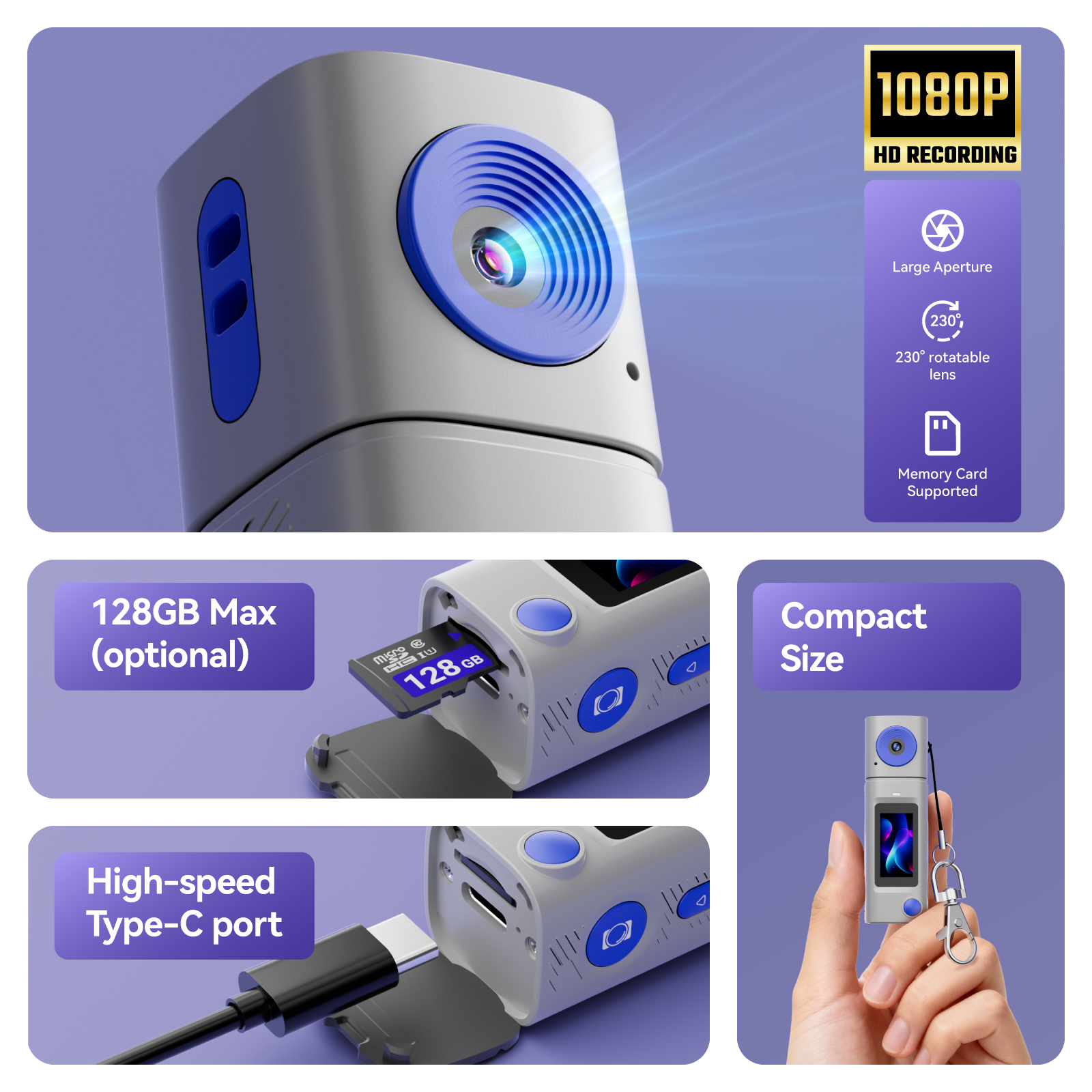 G10 Mini Digital Camera with 230° Rotation