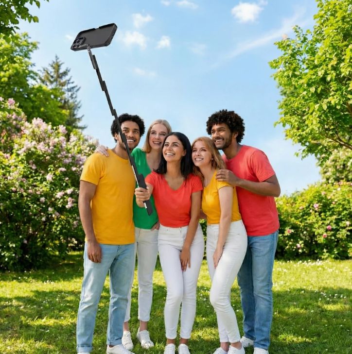 Mobile Phone case with Aluminium Selfie Stick
