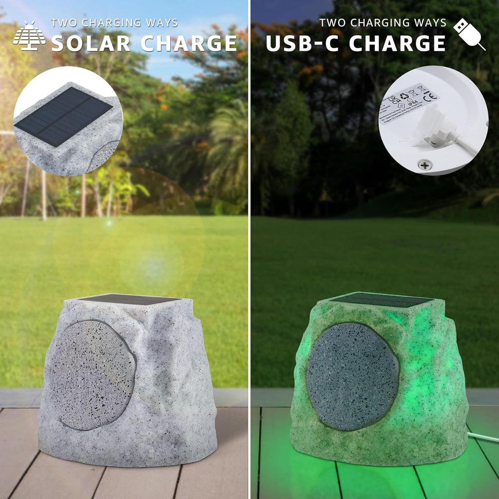Wireless Solar Powered RGB Rock Speaker