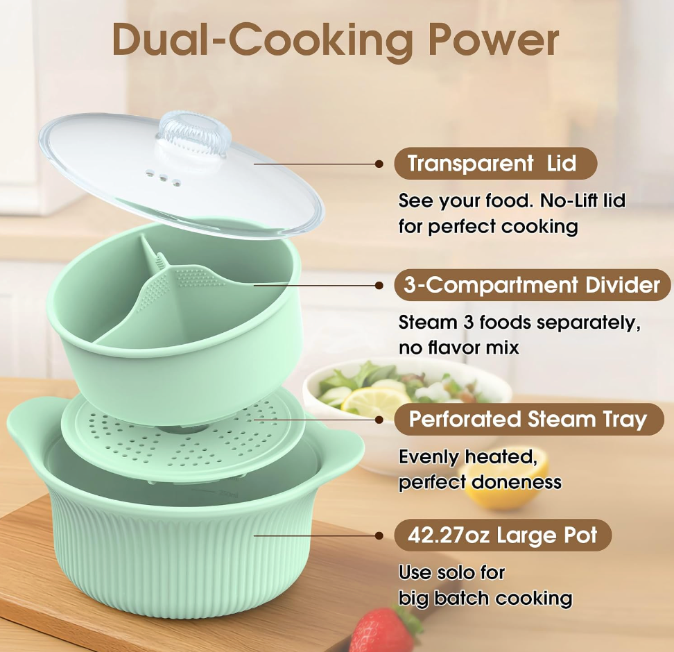 3 Compartmented Microwave Steamer