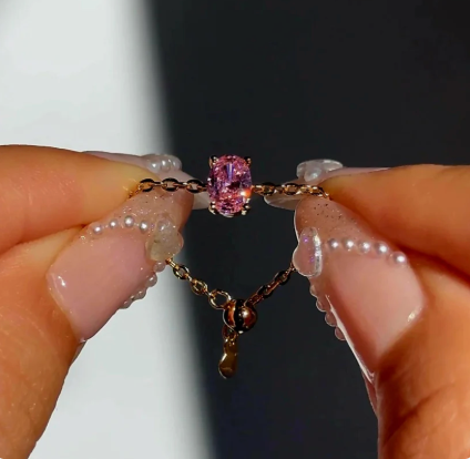 Heart-Shaped Zircon Adjustable Finger Chain