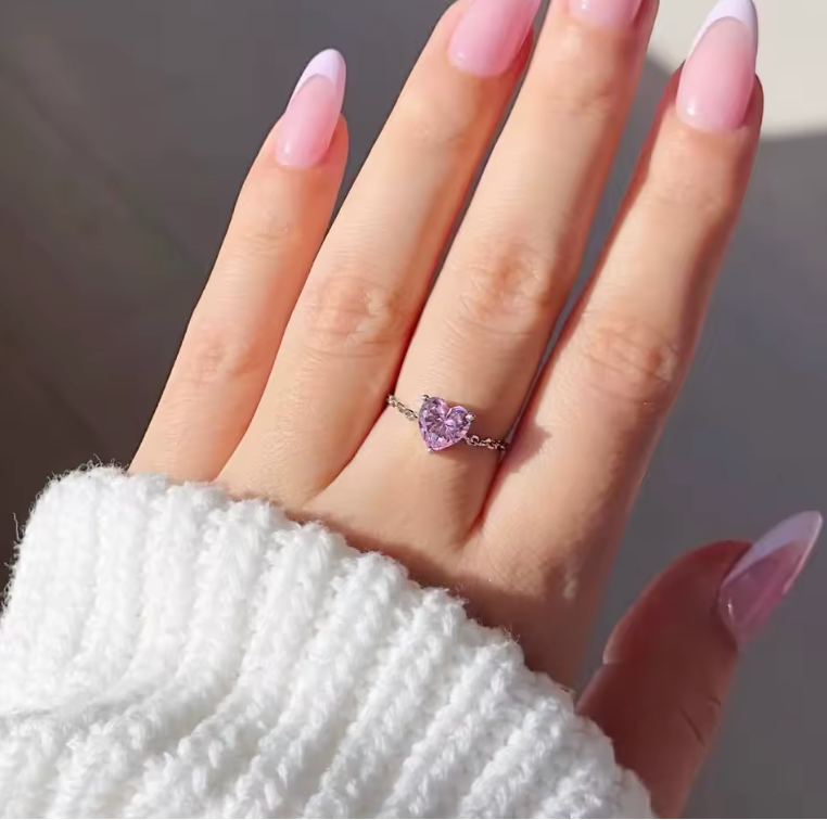 Heart-Shaped Zircon Adjustable Finger Chain