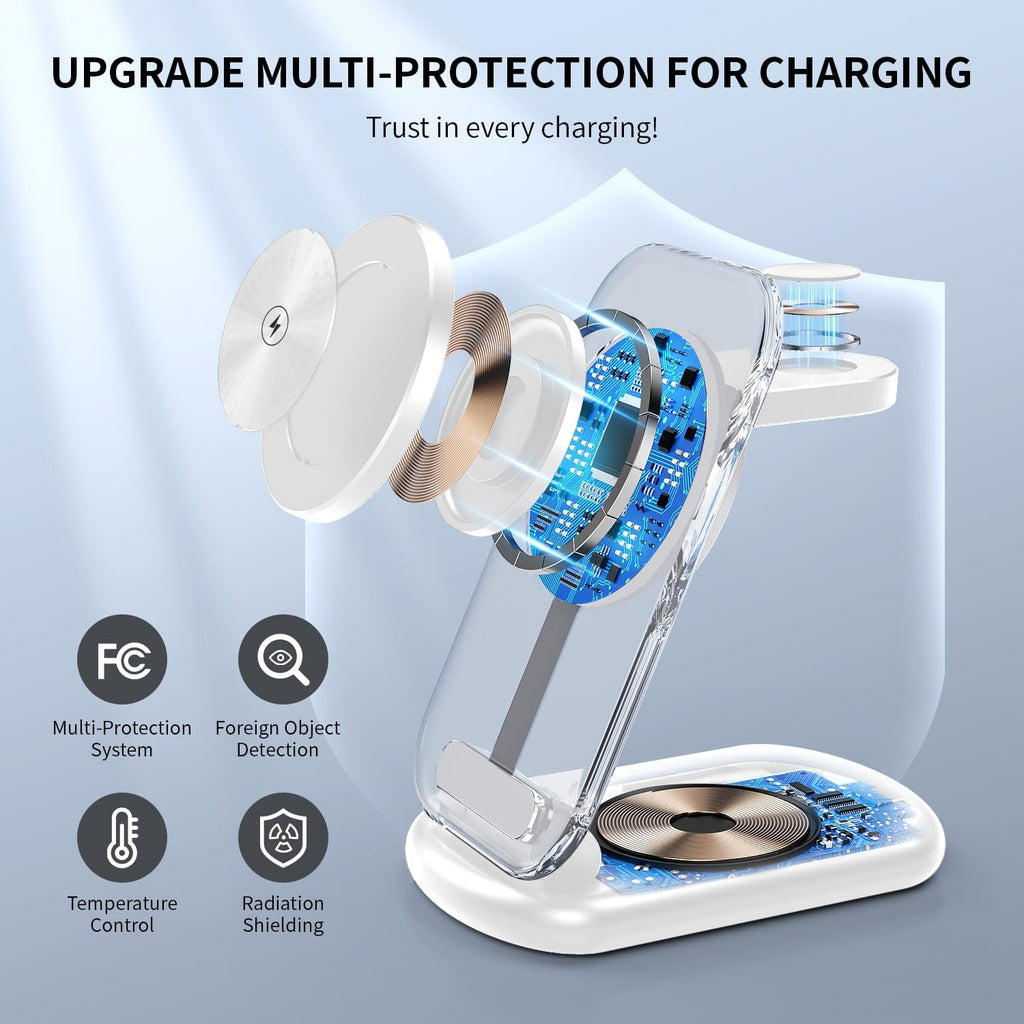 3 In 1 Transparent & Foldable Magnetic Wireless Phone Charger