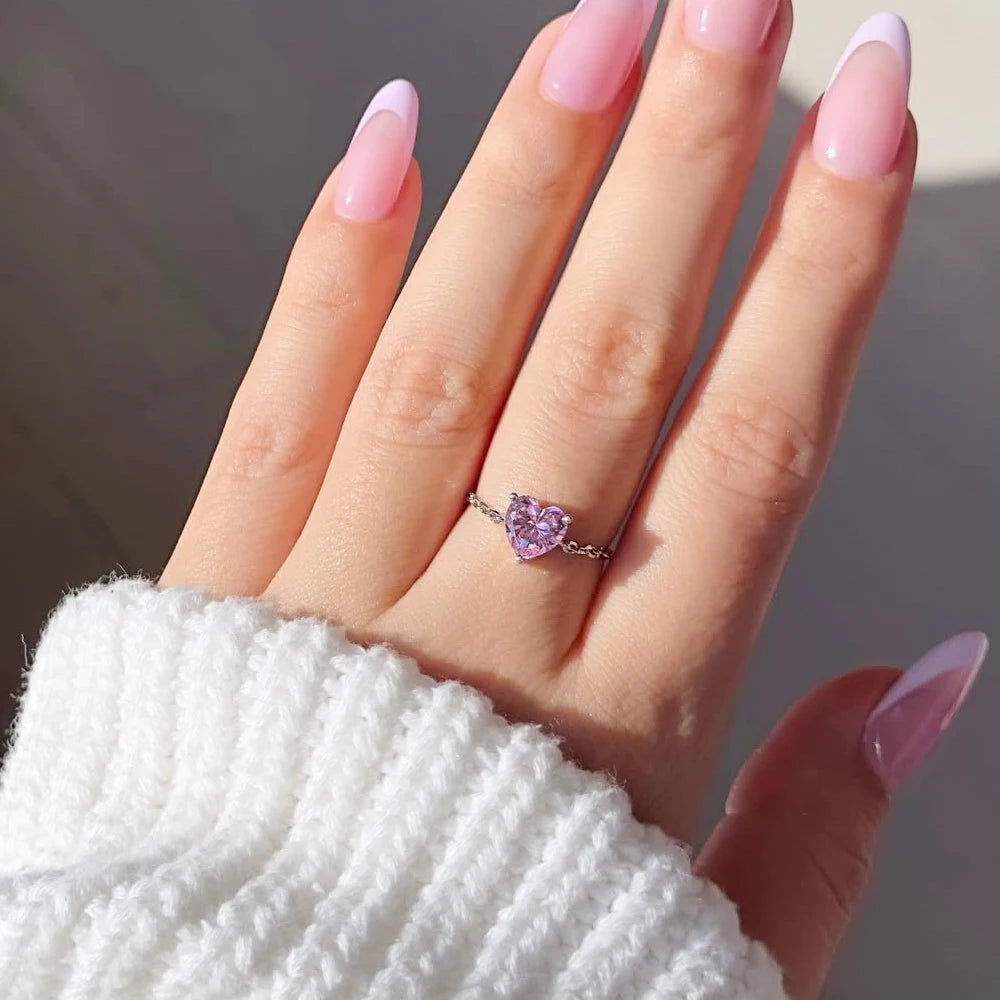 Heart-Shaped Zircon Adjustable Finger Chain