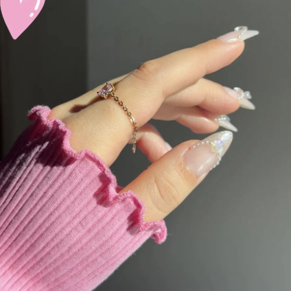 Heart-Shaped Zircon Adjustable Finger Chain