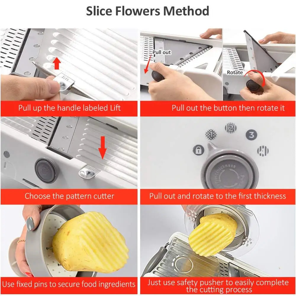 Adjustable Mandoline Multi-Angle Vegetable Slicer