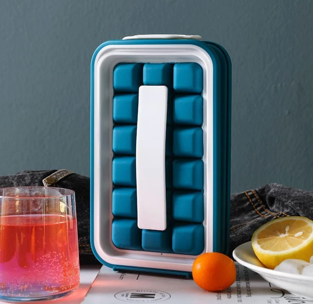 36-Grid Folding Ice Cube Tray with Storage Box