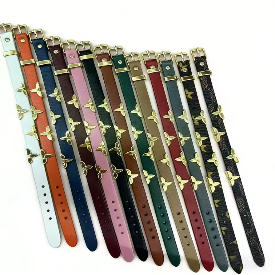 Butterfly Charm Leather Bracelet (LV-Inspired Designer Style)