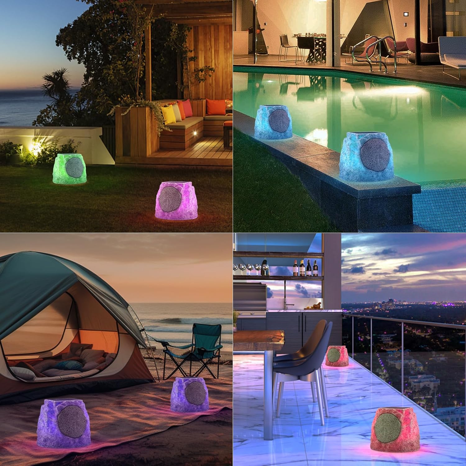 Wireless Solar Powered RGB Rock Speaker