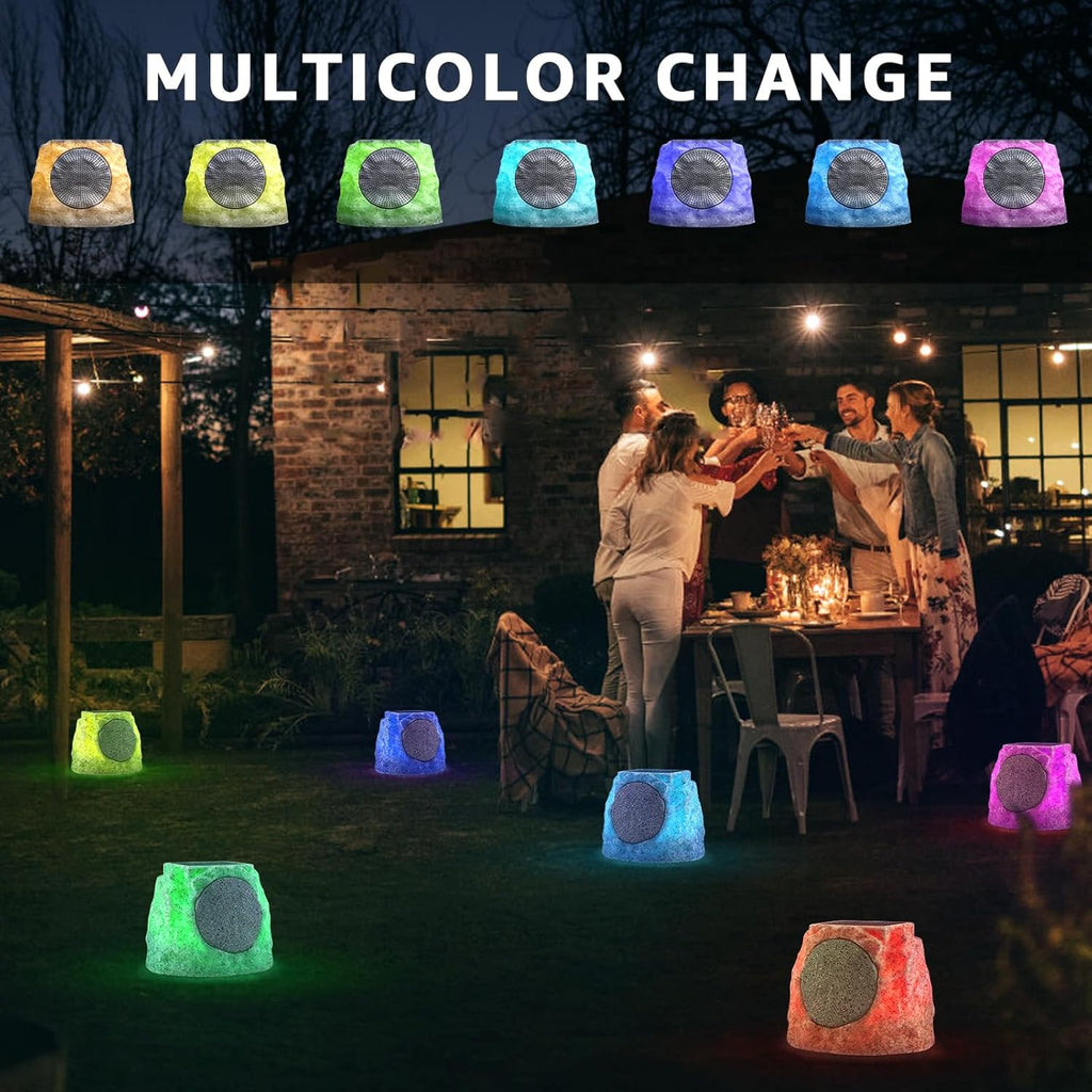 Wireless Solar Powered RGB Rock Speaker