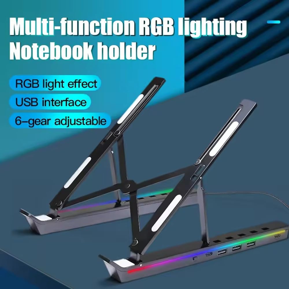 LED Laptop stand With USB-C Docking Station