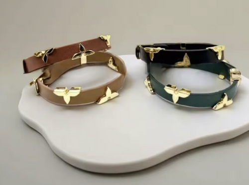 Butterfly Charm Leather Bracelet (LV-Inspired Designer Style)