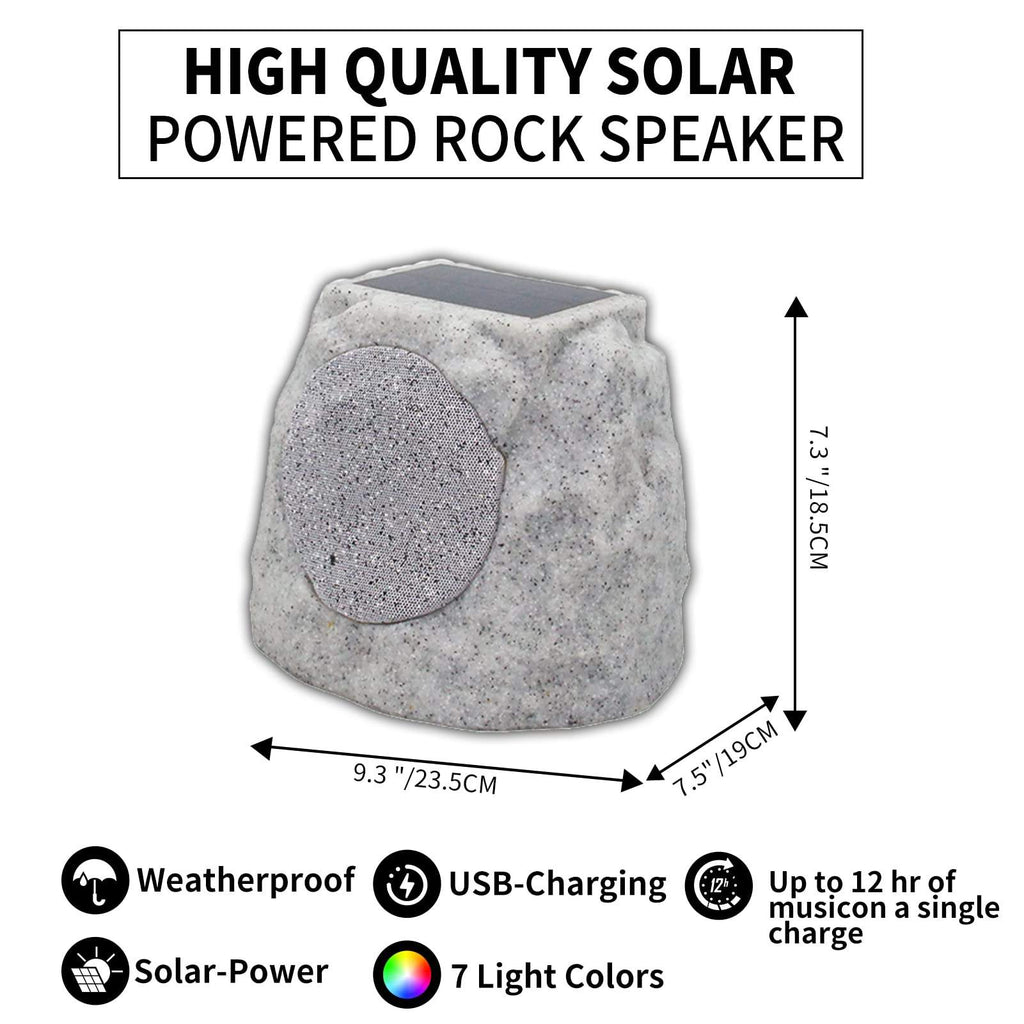Wireless Solar Powered RGB Rock Speaker