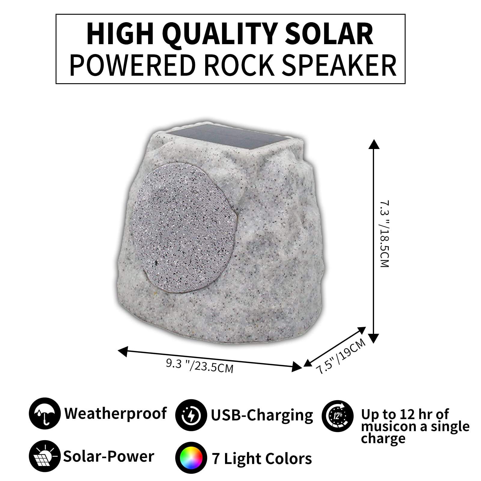 Wireless Solar Powered RGB Rock Speaker