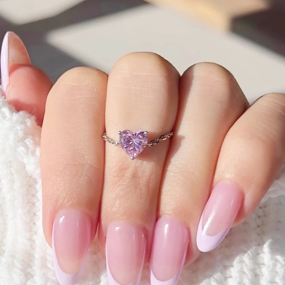 Heart-Shaped Zircon Adjustable Finger Chain