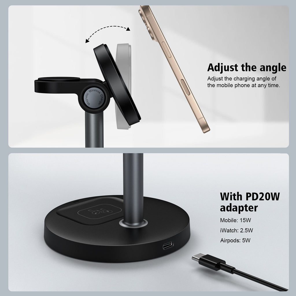 3 in 1 Wireless Magnetic Charger Stand