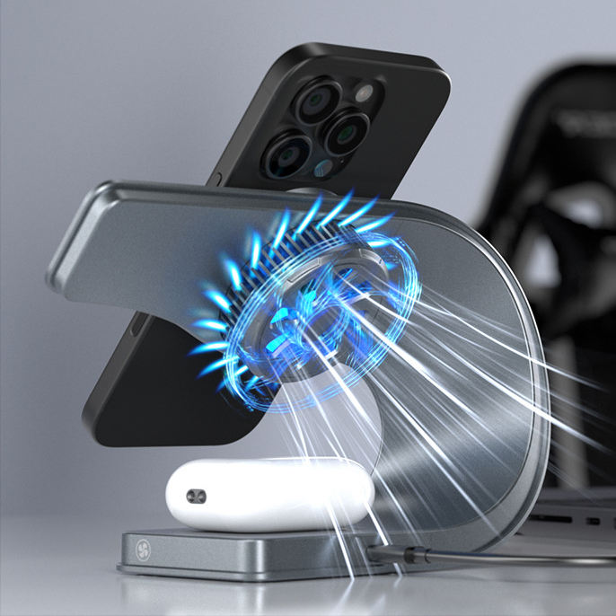 4 in 1 Magnetic Wireless Charging Station With Semiconductor Cooling Fan