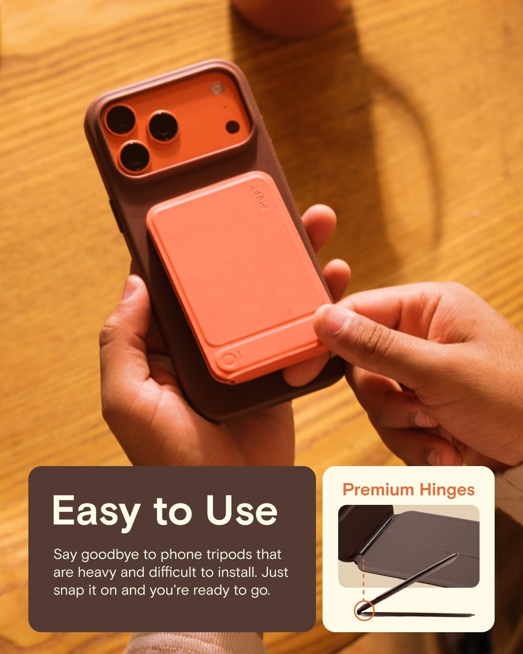 Flexible Leather Magnetic Wallet Tripod Stand