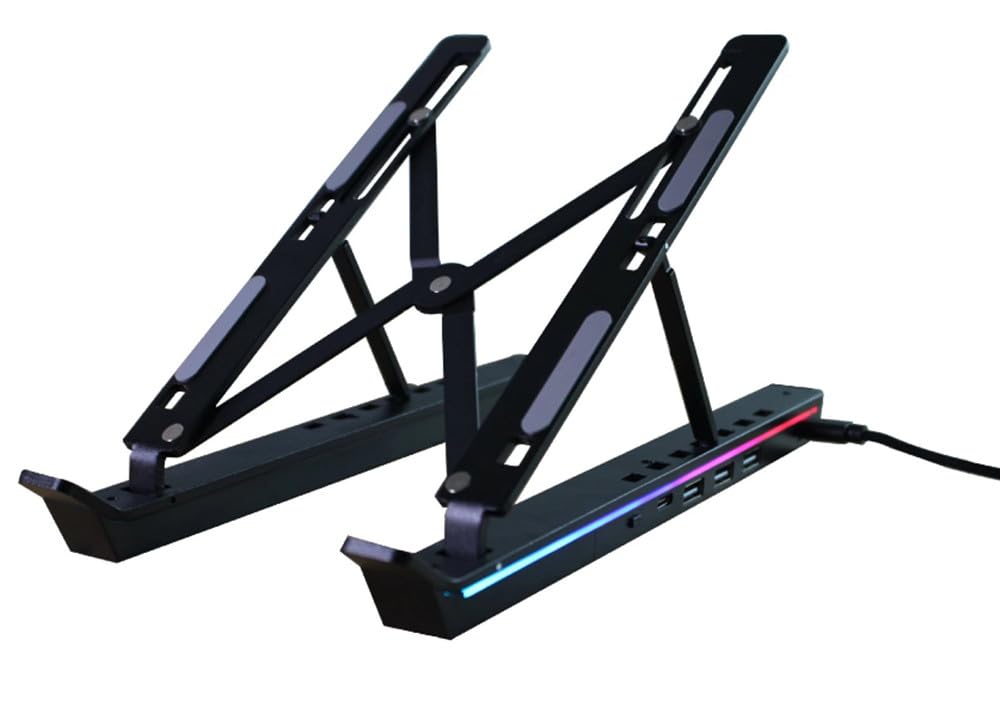 LED Laptop stand With USB-C Docking Station