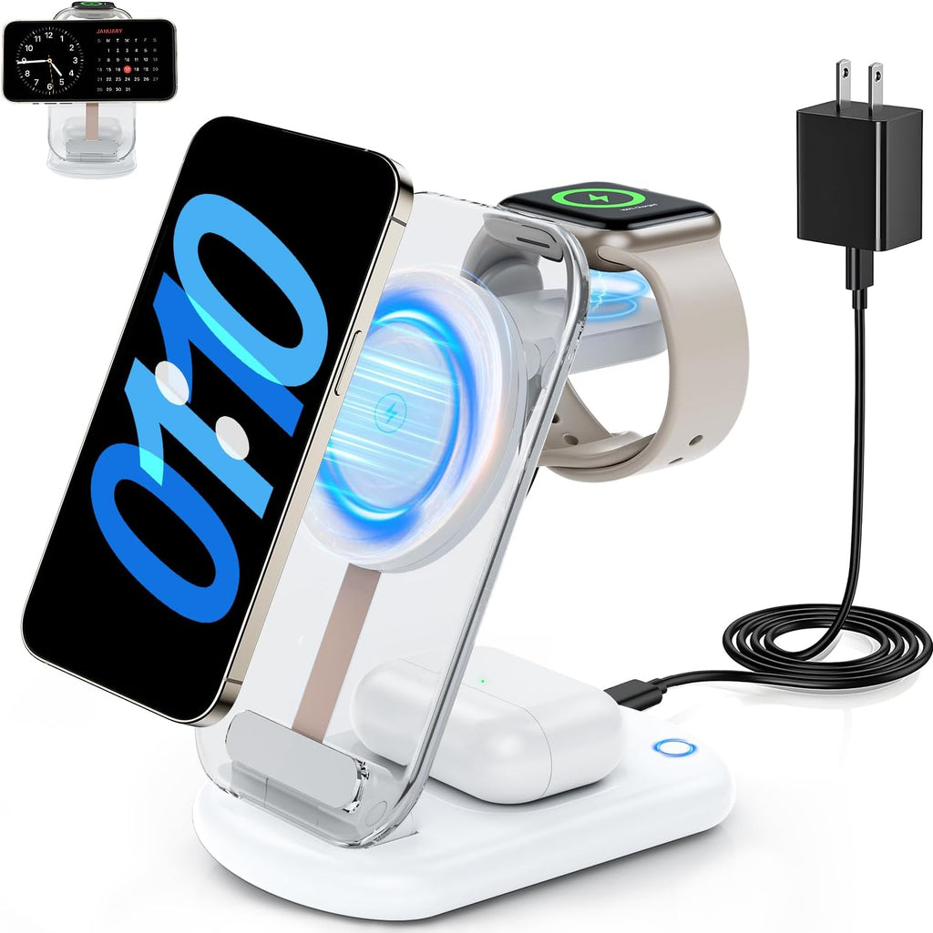3 In 1 Transparent & Foldable Magnetic Wireless Phone Charger
