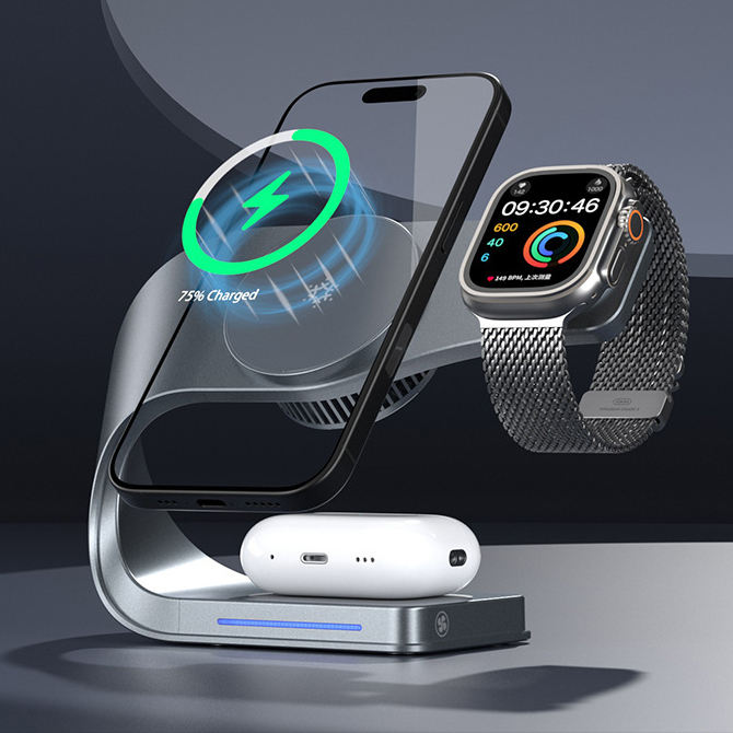 4 in 1 Magnetic Wireless Charging Station With Semiconductor Cooling Fan