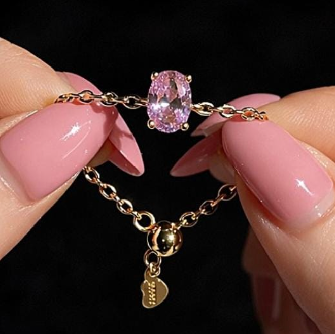 Heart-Shaped Zircon Adjustable Finger Chain