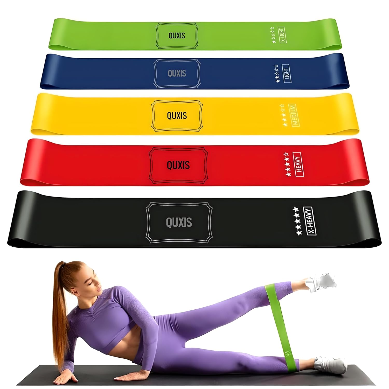 Elastic Fitness Bands (Set Of 5)