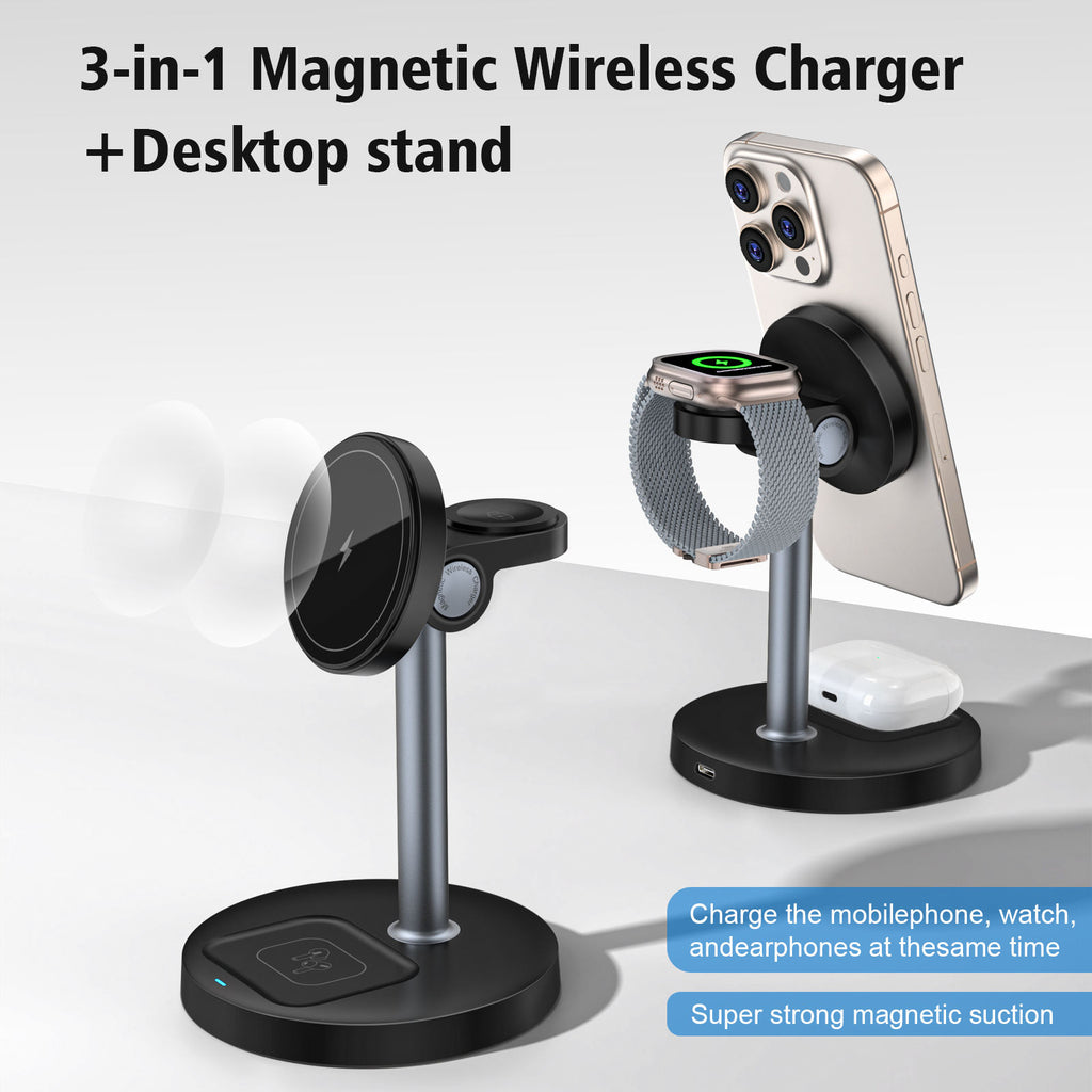 3 in 1 Wireless Magnetic Charger Stand