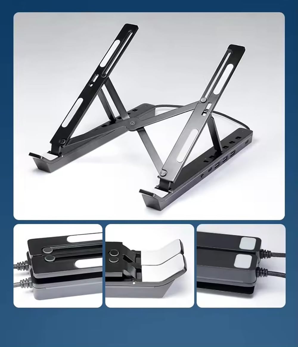 LED Laptop stand With USB-C Docking Station